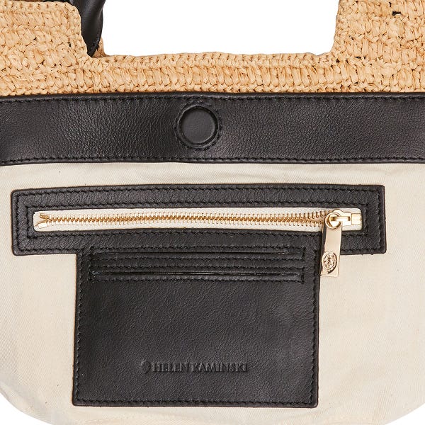 Helen Kaminski Cassia Small Basket Bag in Natural and Black Interior View